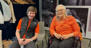Resident, Sandy sat with Volunteer, Molly.